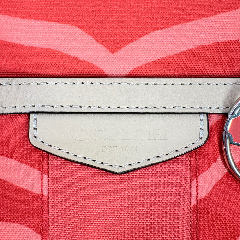 Coach Shoulder Bag Red Zebra Print Canvas Peach Orange Y2K Stefani Charm Tag 90s - Picture 9 of 16